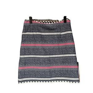 Sara Campbell Womens Blue Multicolor Striped Scalloped Trim Straight Skirt Sz 10